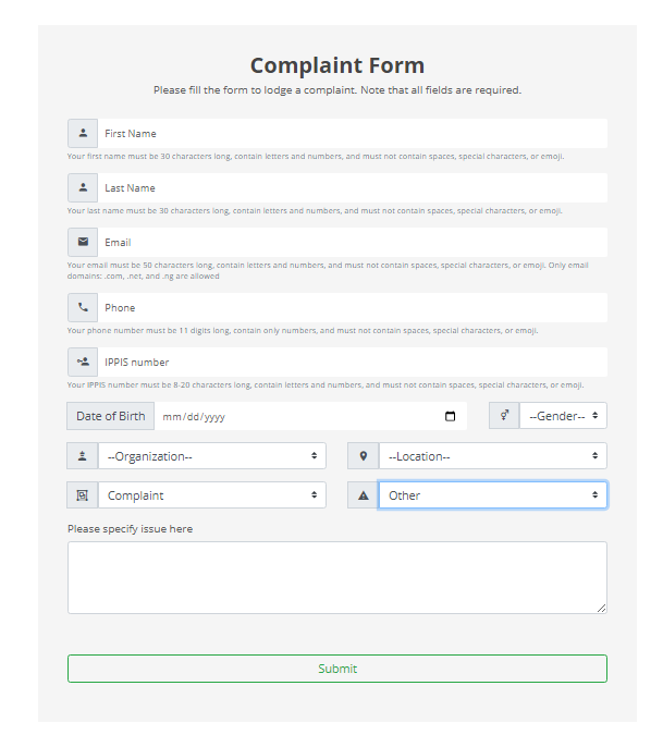 IPPIS Complaint Form